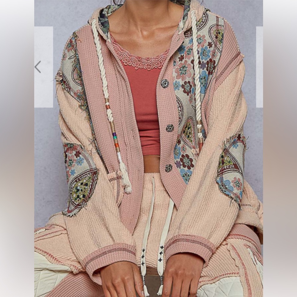 POL Boho Patchwork Hooded Cardigan - Picture 4 of 6